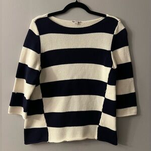 Vintage GAP Women's Sweater in Navy and Cream Stripes